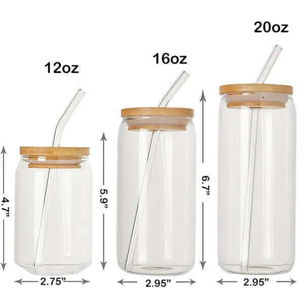 Eco friendly, Glass Cups with Eco Bamboo Lids and Straw.