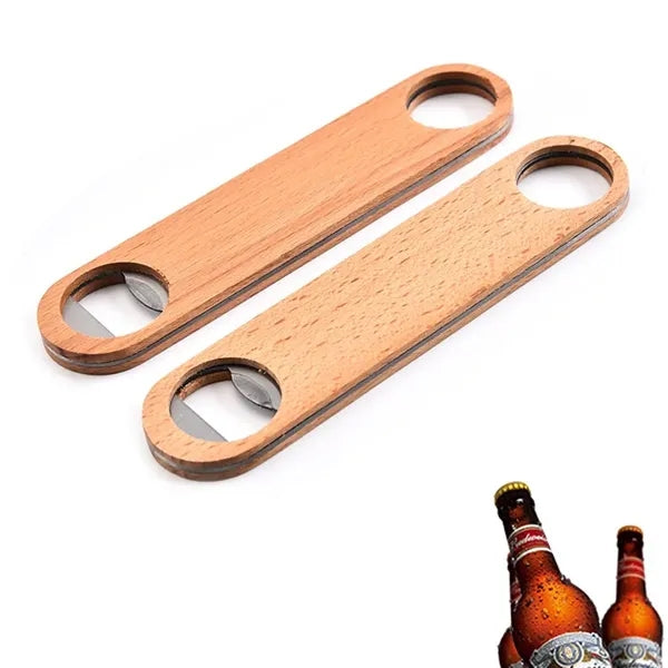 Large wooden handle stainless steel Bottle Opener