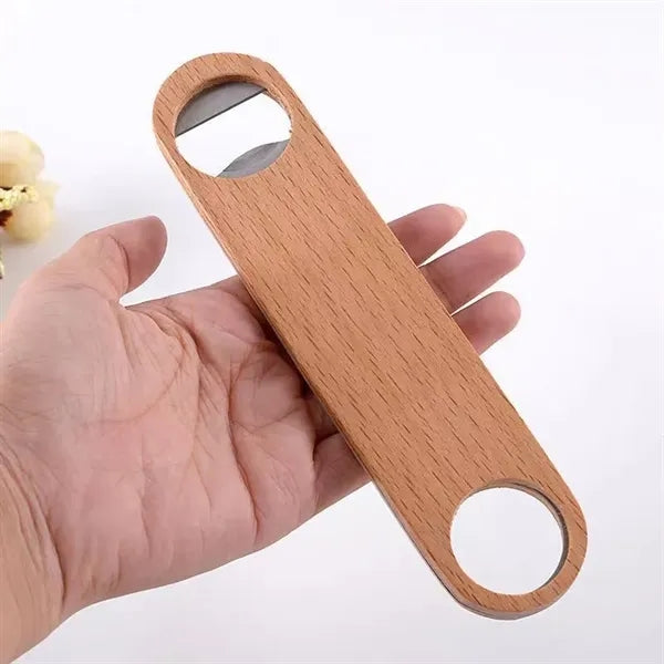 Large wooden handle stainless steel Bottle Opener