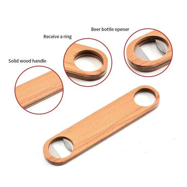 Large wooden handle stainless steel Bottle Opener