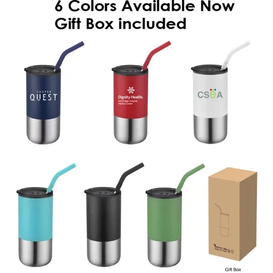 16oz Double Wall Tumbler With Silicon Tip Straw