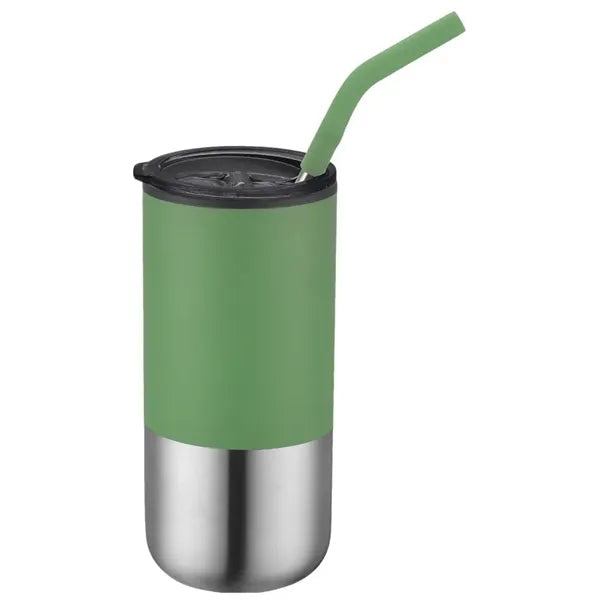 16oz Double Wall Tumbler With Silicon Tip Straw