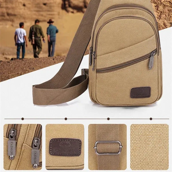 Canvas Chest Crossbody Student Travel Sports Shoulder Bag