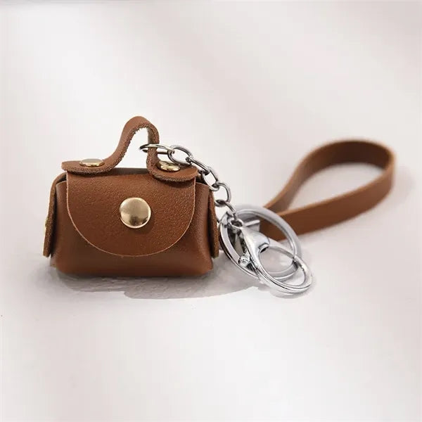 Mini Pu Coin Purse & Earphone Cable Storage Bag W/ Keychain