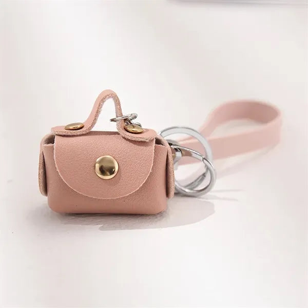 Mini Pu Coin Purse & Earphone Cable Storage Bag W/ Keychain