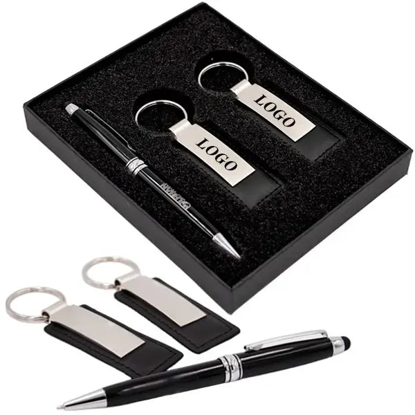 Executive Stylus Pen And Leather Keychain Gift Set