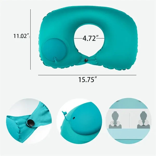 Tool Free U Shaped Inflatable Neck Pillow