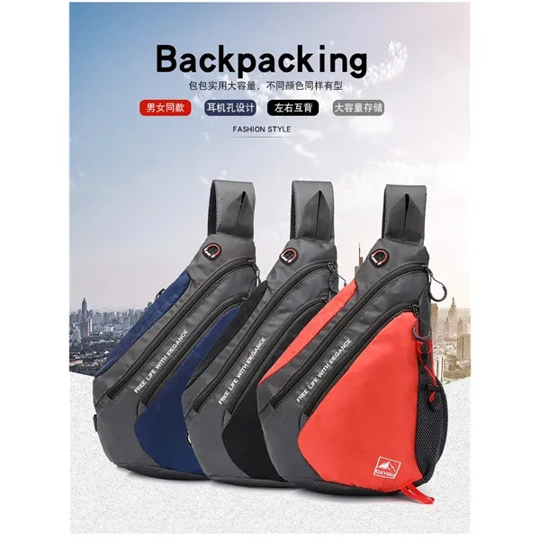 Sling Chest Shoulder Backpack Crossbody Bag w/USB Port