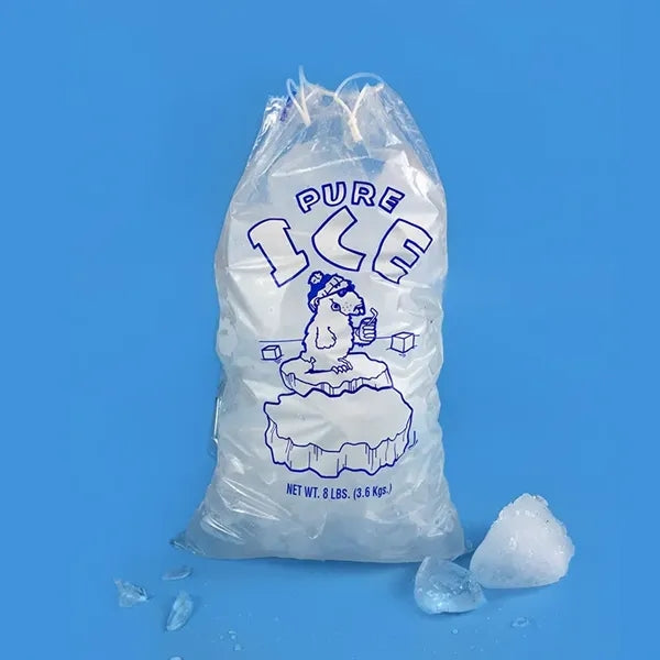 8LB Plastic Ice Cube Bags with Drawstring