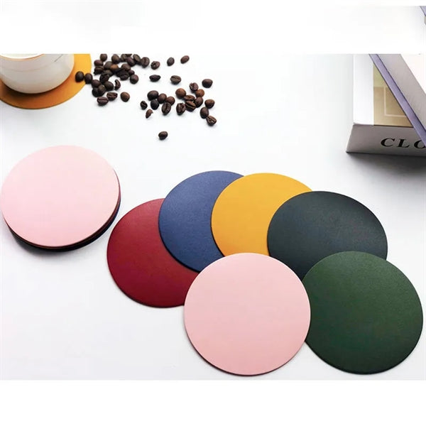 PU Leather Round Cup Coasters