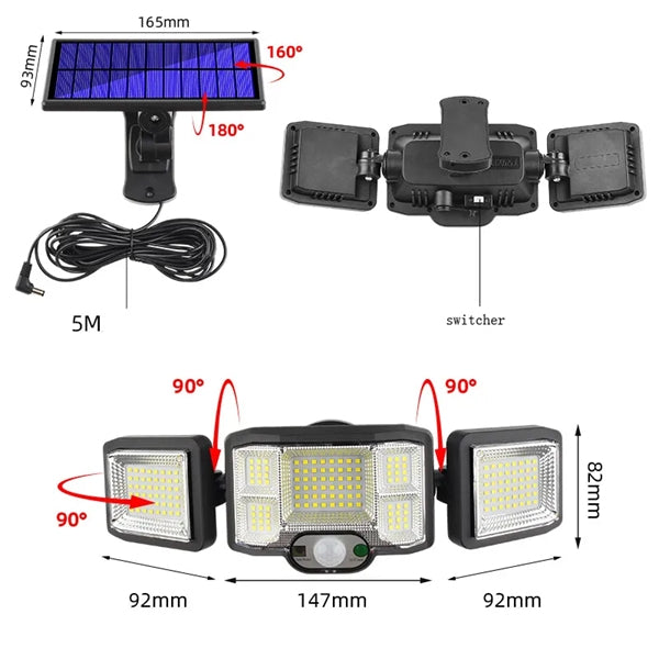 128 LED 800LM Cordless Solar Lights Outdoor