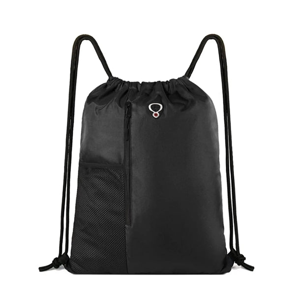 Two-Tone Drawstring Backpack Sports Gym Bag W/ Mesh Pockets