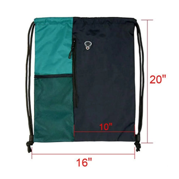 Two-Tone Drawstring Backpack Sports Gym Bag W/ Mesh Pockets