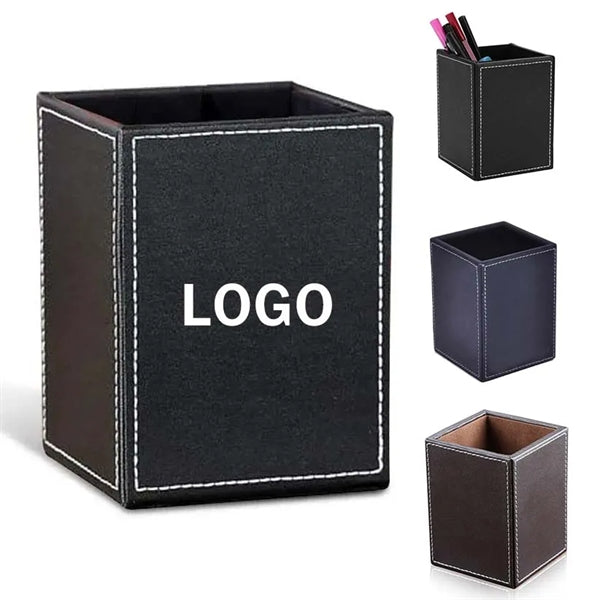 Desktop PU Leather Pen Holder