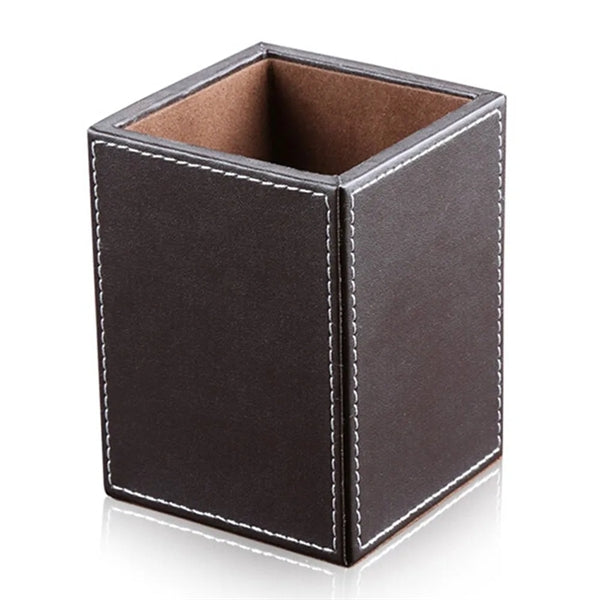 Desktop PU Leather Pen Holder