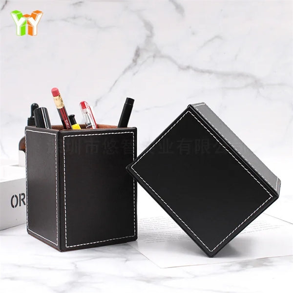 Desktop PU Leather Pen Holder