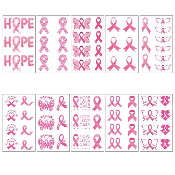 Pink Ribbon Temporary Tattoos Skin Decals