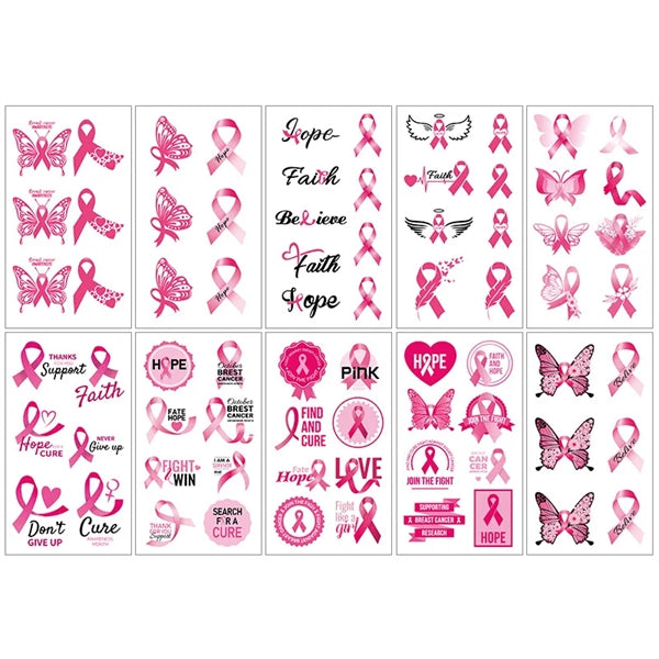 Pink Ribbon Temporary Tattoos Skin Decals