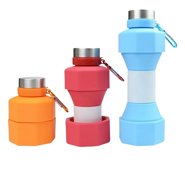 650ML Dumbbell Shaped Silicone Collapsible Water Bottles