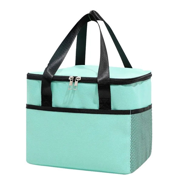 Two Zipper Insulated Cooler Picnic Lunch Bag