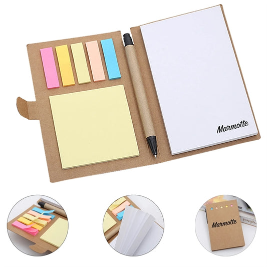 Kraft Paper Sticky Notebook With Pen