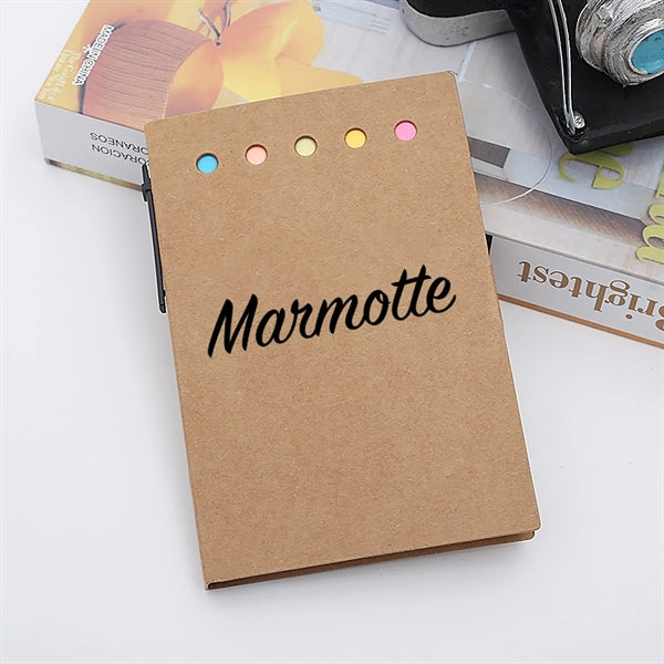 Kraft Paper Sticky Notebook With Pen