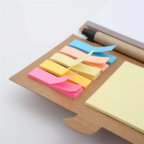Kraft Paper Sticky Notebook With Pen