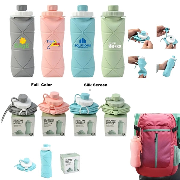 20 oz Silicone Lightweight Travel Collapsible Water Bottle