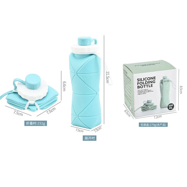 20 oz Silicone Lightweight Travel Collapsible Water Bottle
