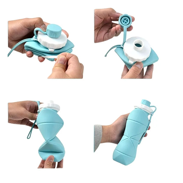 20 oz Silicone Lightweight Travel Collapsible Water Bottle