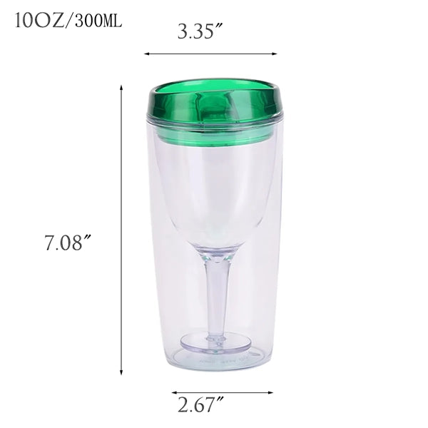 Plastic Double Layer Juice Wine Cups with Lids
