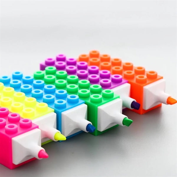 Toy Brick Building Block Coloured Highlighter Marker Pen