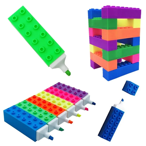Toy Brick Building Block Coloured Highlighter Marker Pen