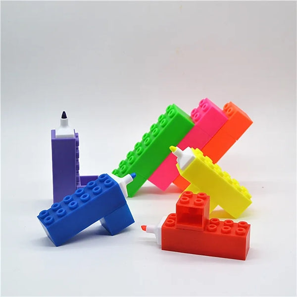 Toy Brick Building Block Coloured Highlighter Marker Pen