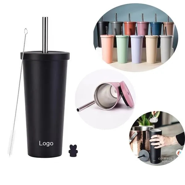 24oz Stainless Steel Vacuum Insulated Tumbler with Straw Lid