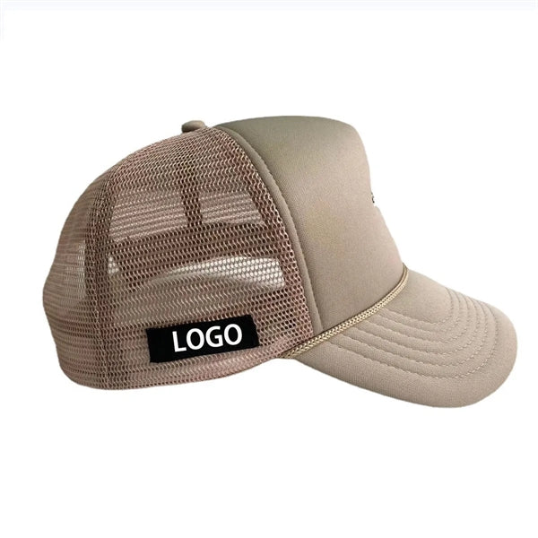 5 Panel Mid Profile Mesh Back Trucker Rope Hat