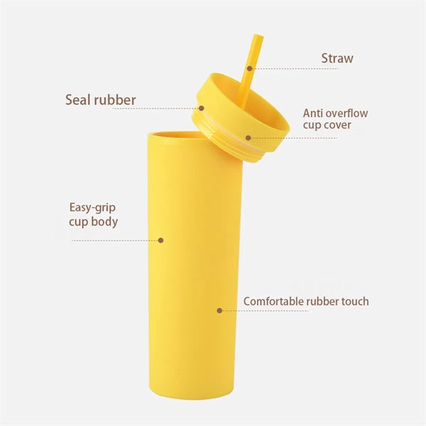 16 Oz Plastic Funny Straight Sport Water Bottle With Straw