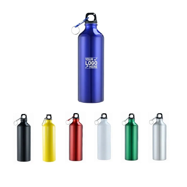 14 Oz Aluminum Flask Sports Water Bottle with Carabiner Buc