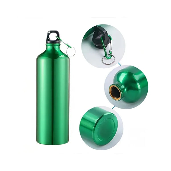 14 Oz Aluminum Flask Sports Water Bottle with Carabiner Buc