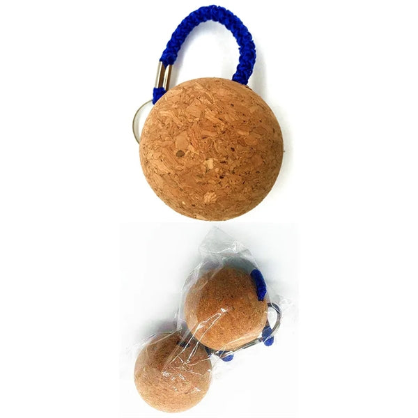 Floating Wood Cork Ball Keychain
