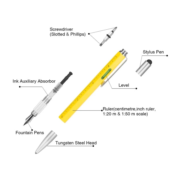Metal Multi Tool 6-In-1 Stylus Pen