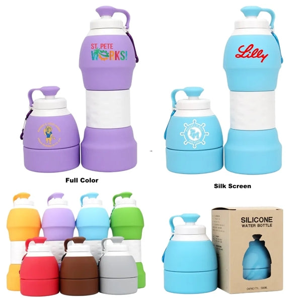 20 oz Collapsible BPA Free Sports Silicone Water Bottle