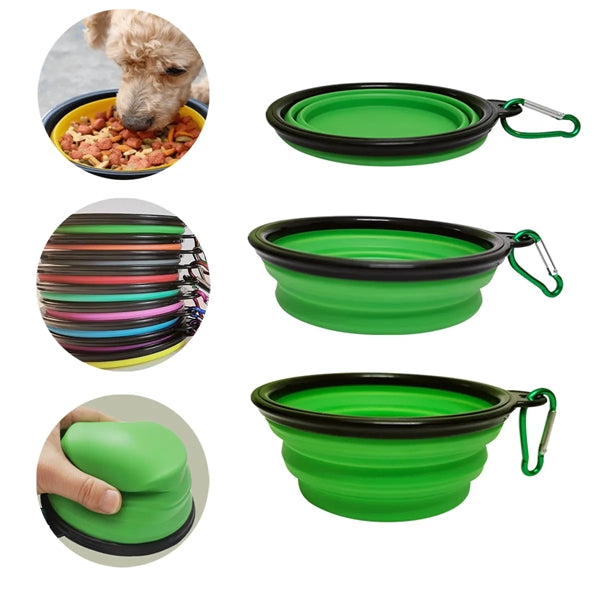 Portable Durable Collapsible Pet Bowl With Carabiner Clip
