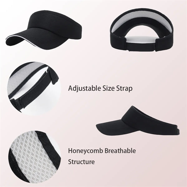 Adjustable 100% Cotton Empty Top Baseball Cap/ Visor
