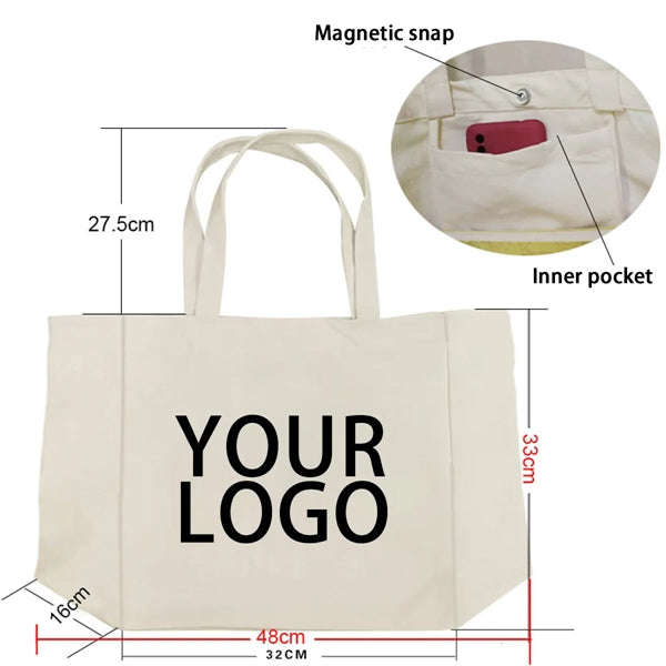 Casual Canvas Tote Bag w/ Inner Pocket