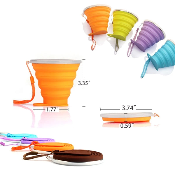 Portable Camping Travel Folding Silicone Cup WIth Rope