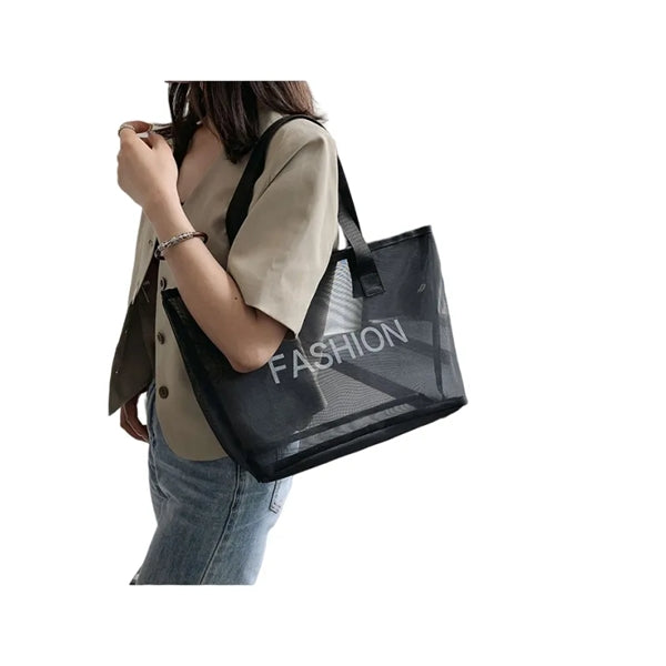 Black mesh handbag