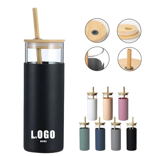 20 OZ Glass Tumbler With Straw And Silicone Sleeve