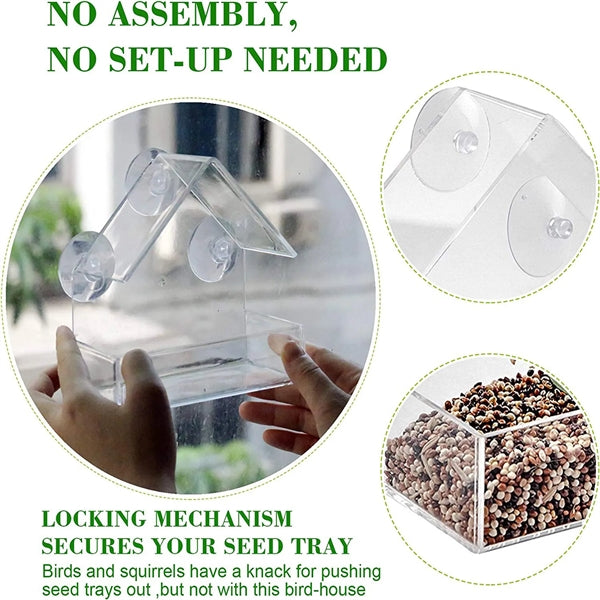 Clear Window Bird Feeder With Strong Suction Cup