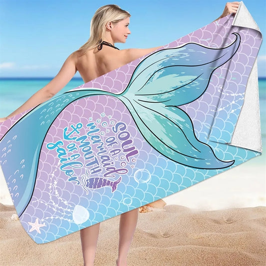 Mermaid Microfiber Quick Dry Swim Towel Blanket for Adult
